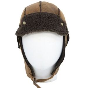 Uilily Bike Motorcycle Trapper Earflap Cap Faux Leather Russian Winter Hat